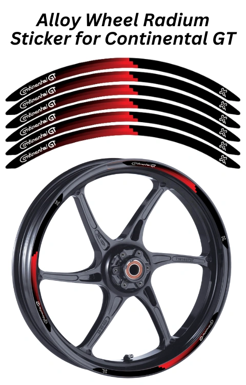 Alloy Wheel Radium Sticker for Continental GT 650 | Made in Premium Radium with FPF (Fade Protection Film), Waterproof, Precut Sticker, Pack Of 12